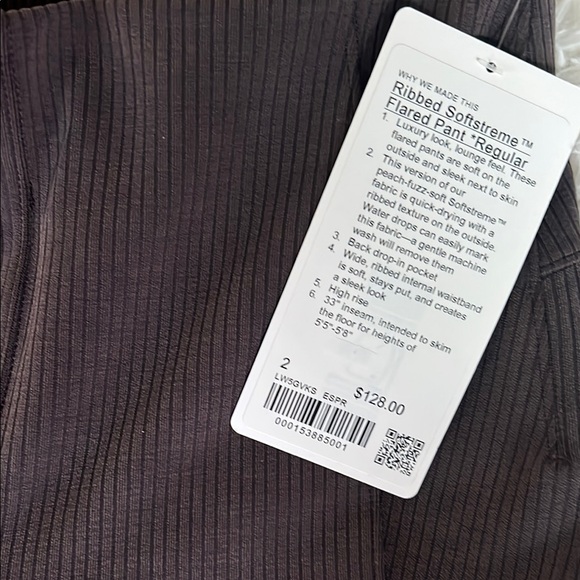 NWT LULULEMON RIBBED SOFTSTREME FLARED PANT - Size 2 - Espresso - Picture 2 of 11